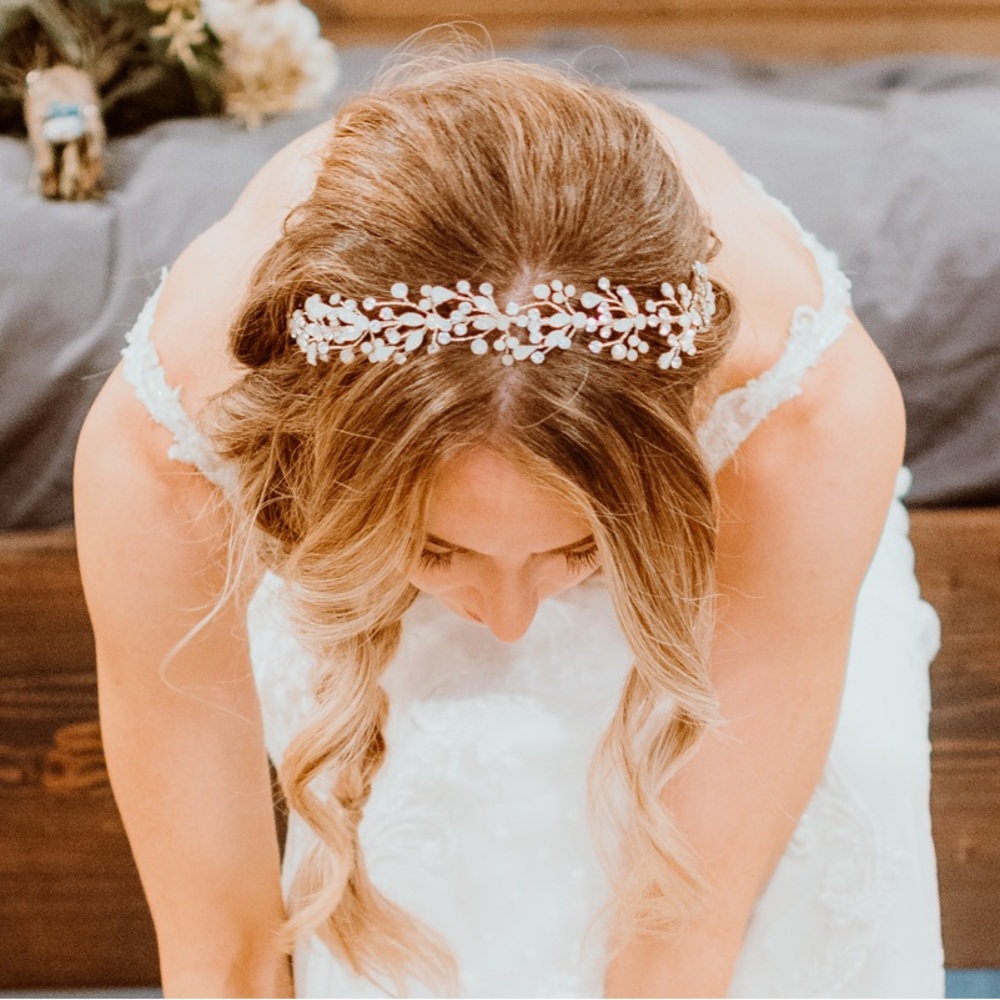 Wedding opal sterling silver headpiece